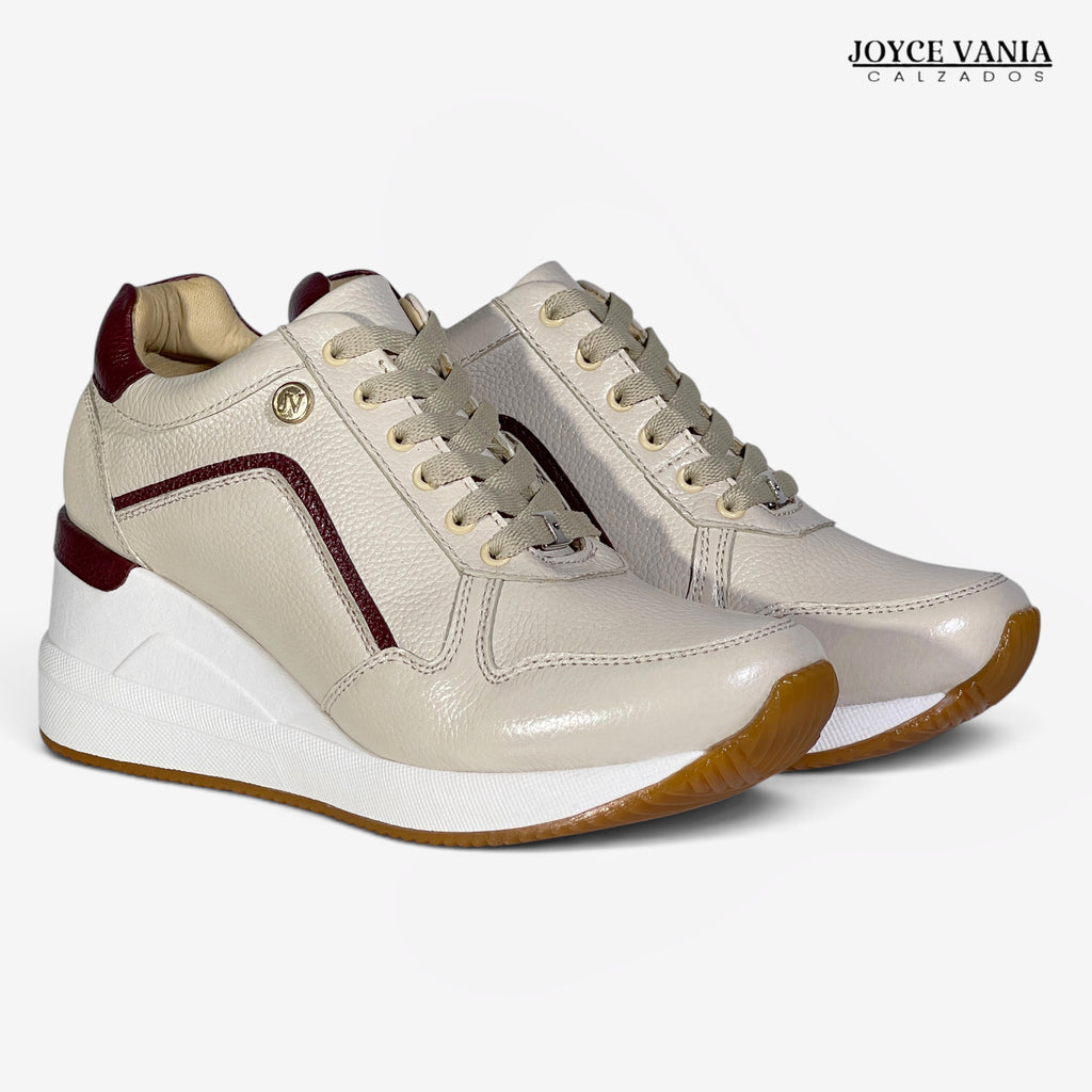 Zapatillas Urbanas de Cuero Mujer Alba beige