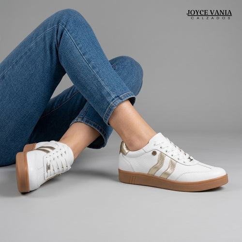 Zapatillas Urbanas de Cuero Mujer Ivonne Blanco