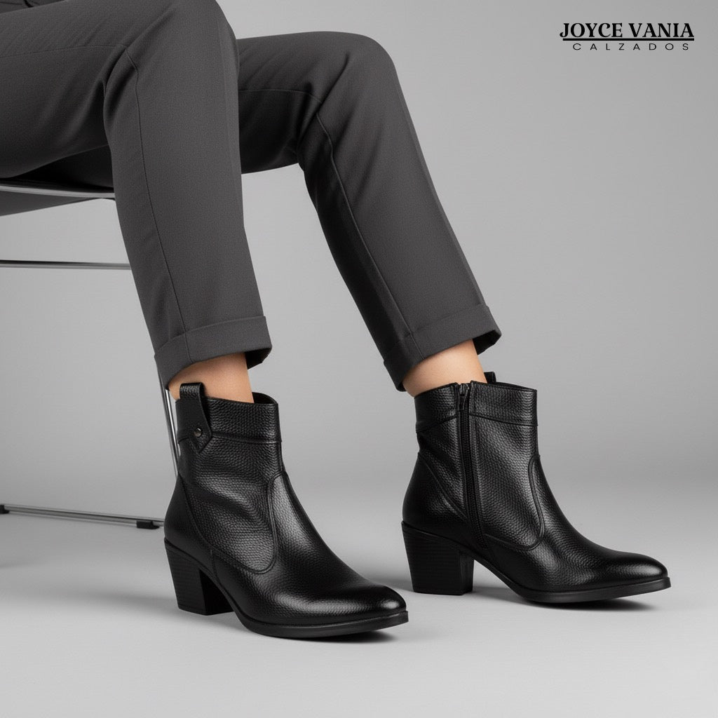 Botines Mujer de Cuero Carla Negro