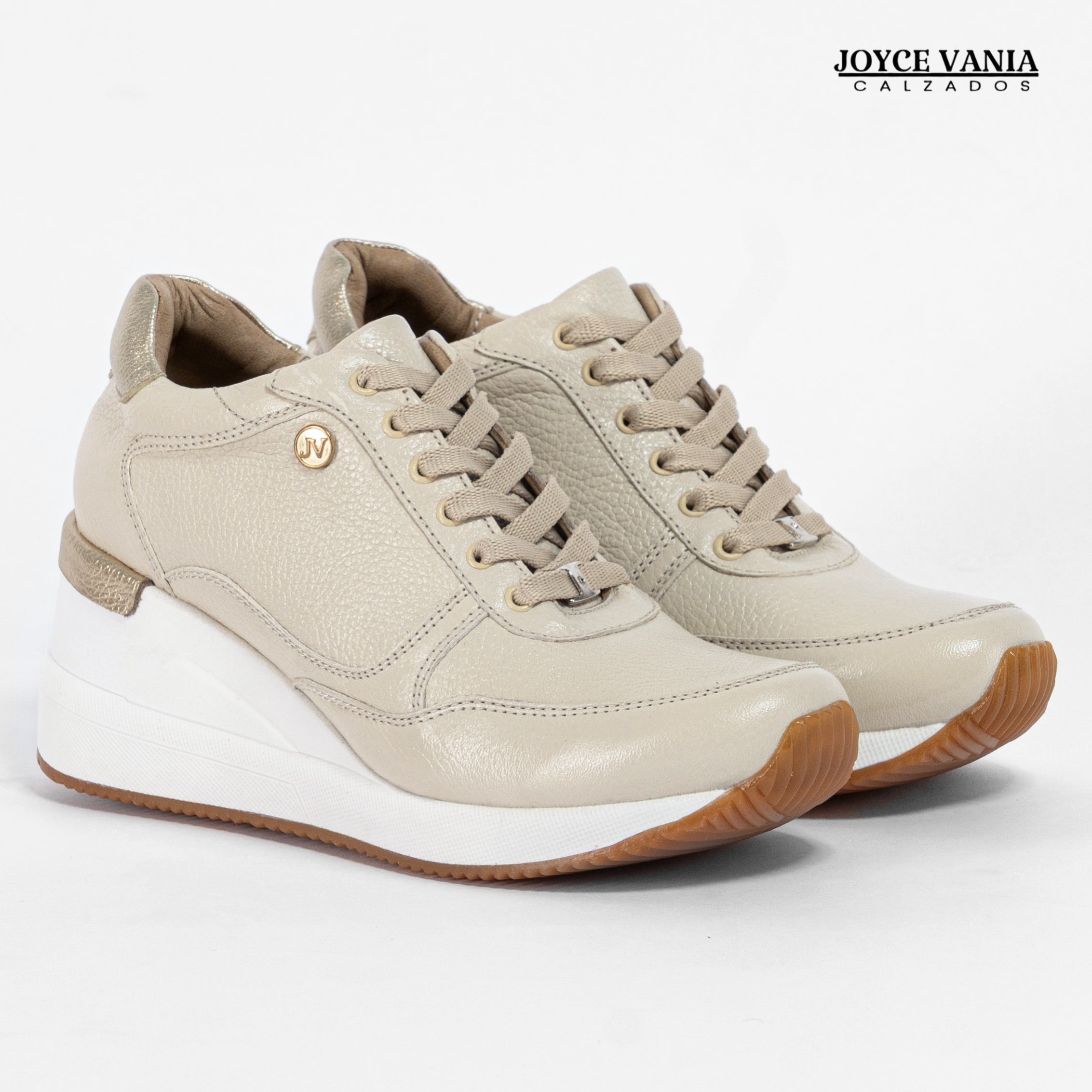 Zapatillas Urbanas Mujer de Cuero Conny Beige
