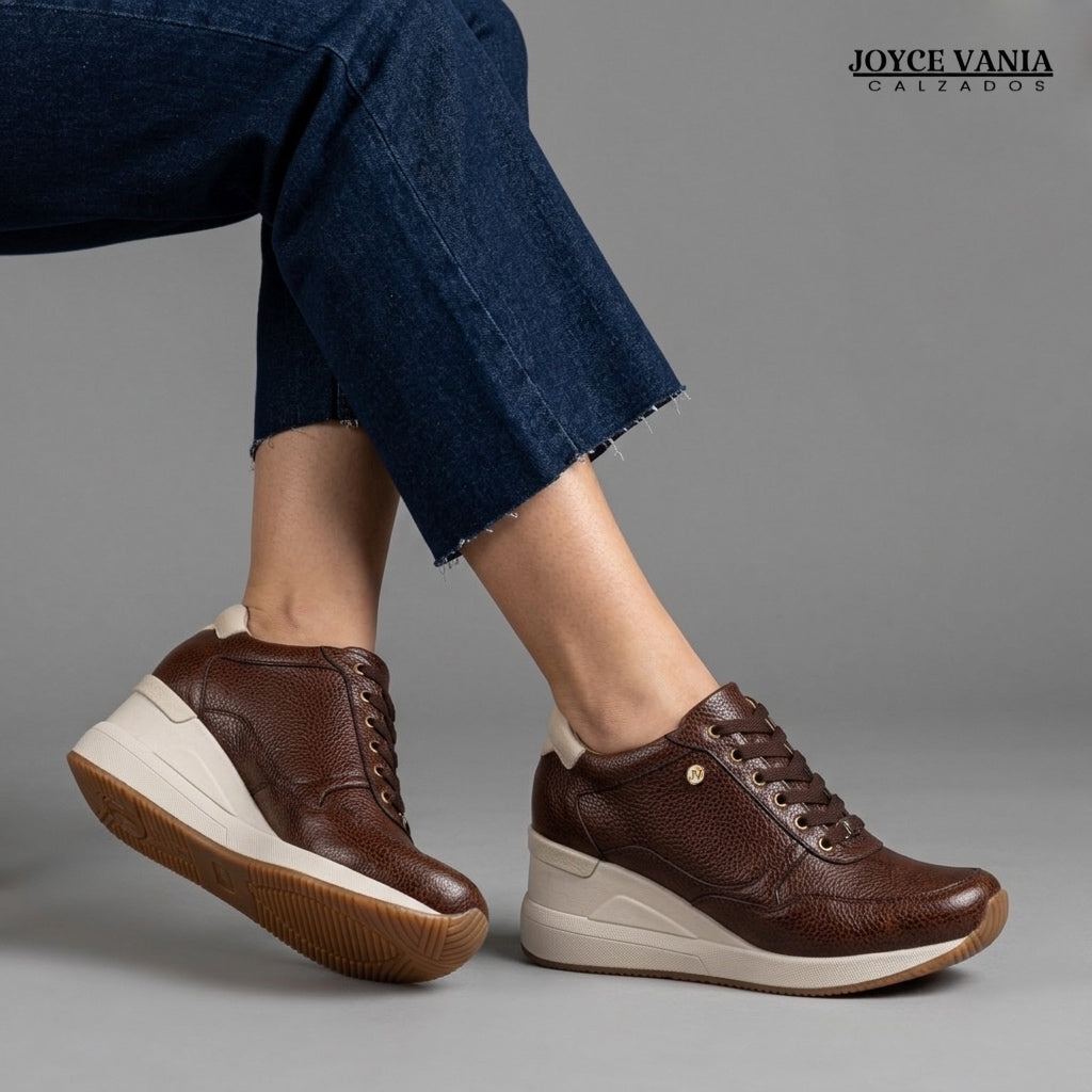 Zapatillas Urbanas Mujer de Cuero Conny Marron