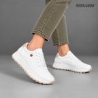 Zapatillas Urbanas de Cuero Mujer Laura blanco/nude