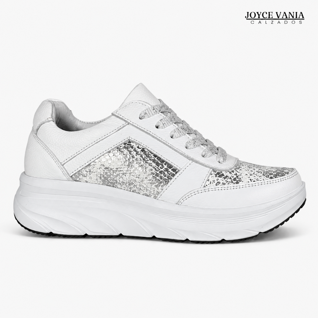 Zapatillas Urbanas de Cuero Mujer Ibeth plata