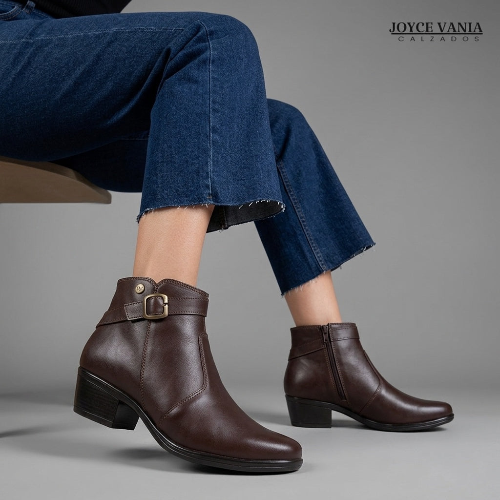 Botines Mujer de Cuero Kiara marrón