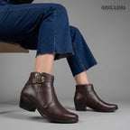 Botines Mujer de Cuero Kiara marrón