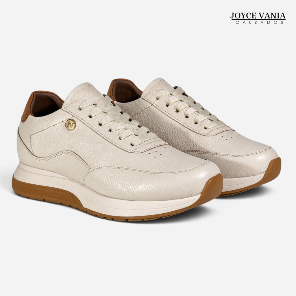 Zapatillas Urbanas de Cuero Mujer Aura beige