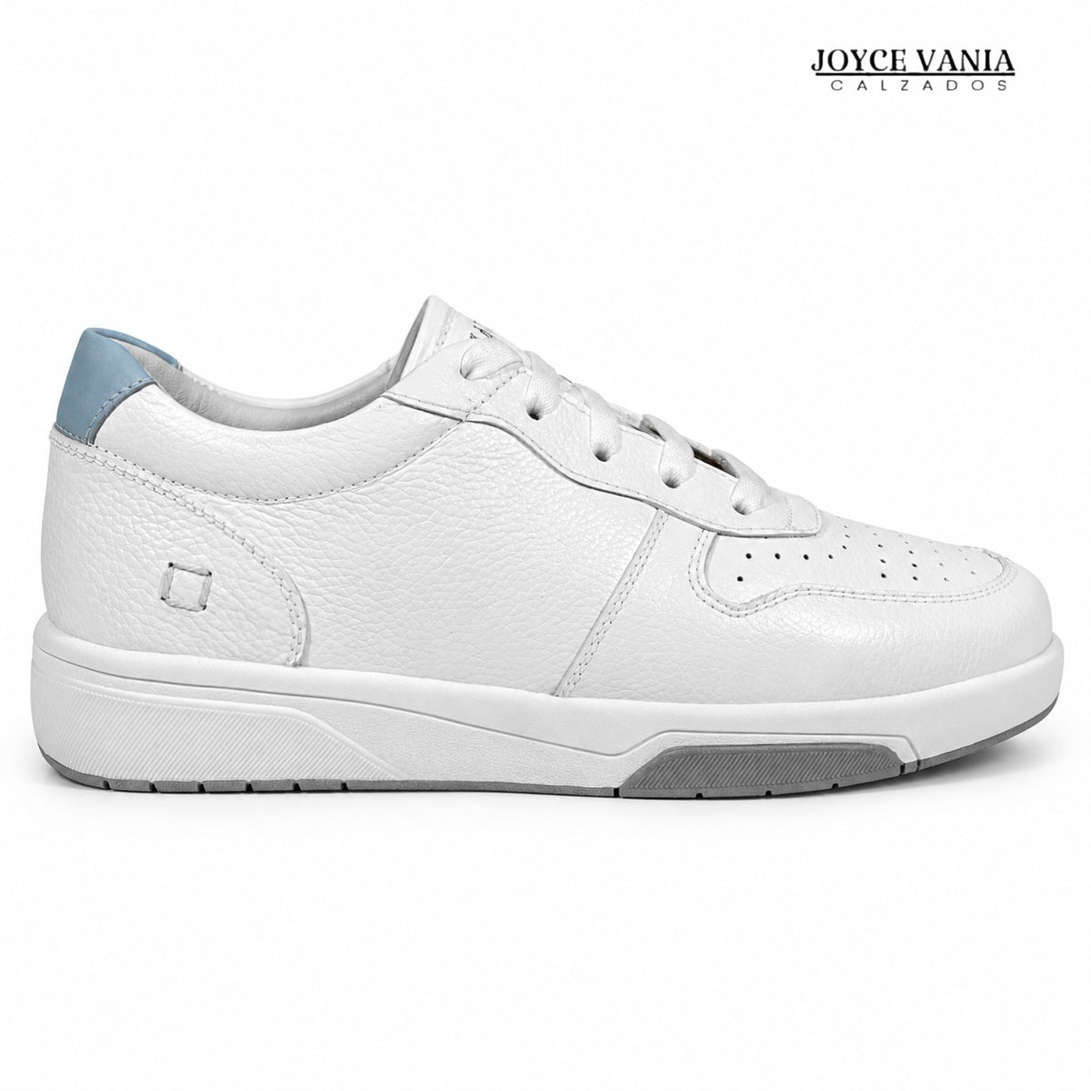 Zapatillas Urbanas Mujer de Cuero Noelia Blanco Celeste