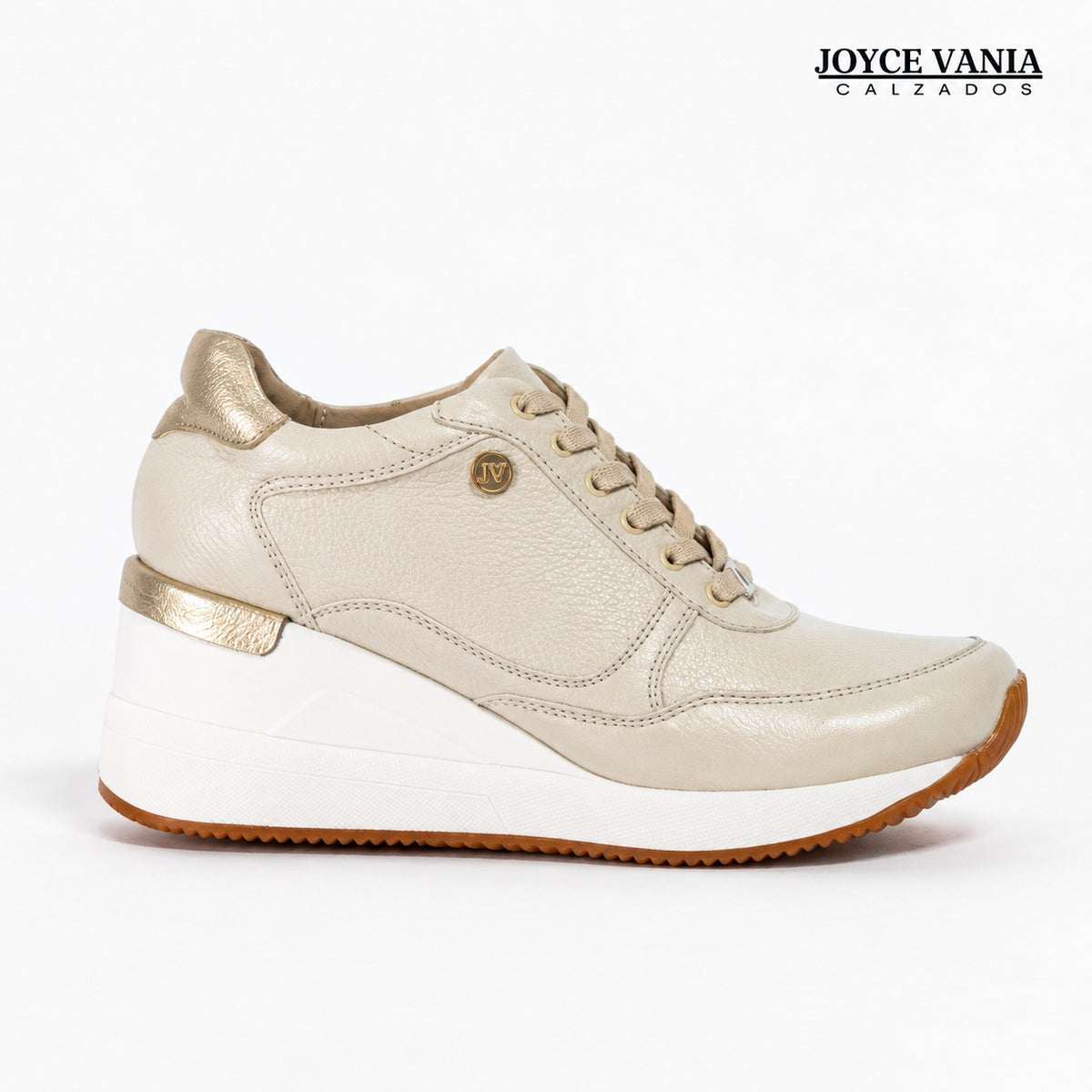 Zapatillas Urbanas Mujer de Cuero Conny Beige