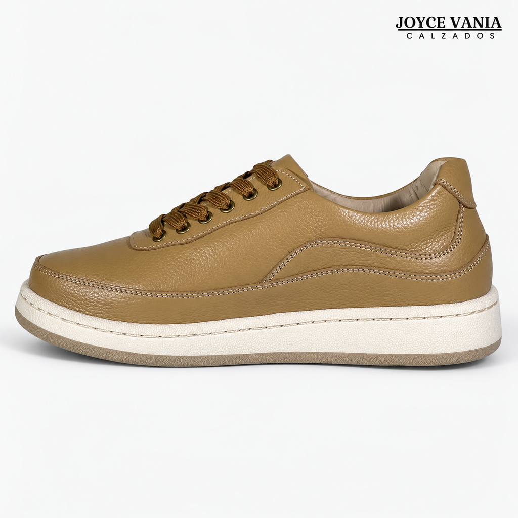 Zapatillas Urbanas de Cuero Mujer Jimena beige