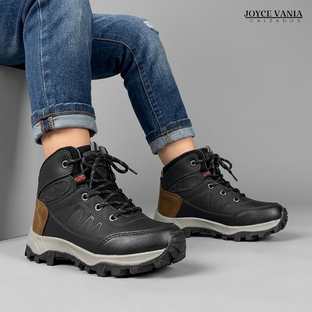Zapatilla de Cuero para Niños Thiago negro