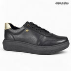 Zapatillas Urbanas Mujer de Cuero Regina Negro