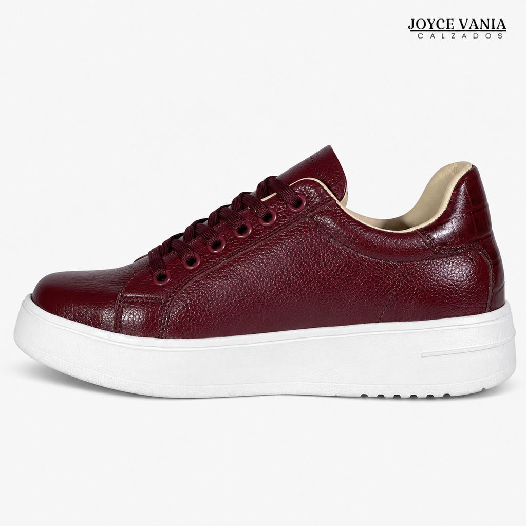 Zapatillas Urbanas de Cuero Mujer Senda vino borgoña