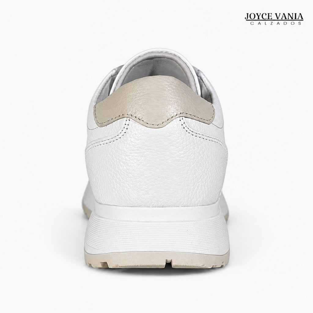 Zapatillas Urbanas de Cuero Mujer Laura blanco/nude