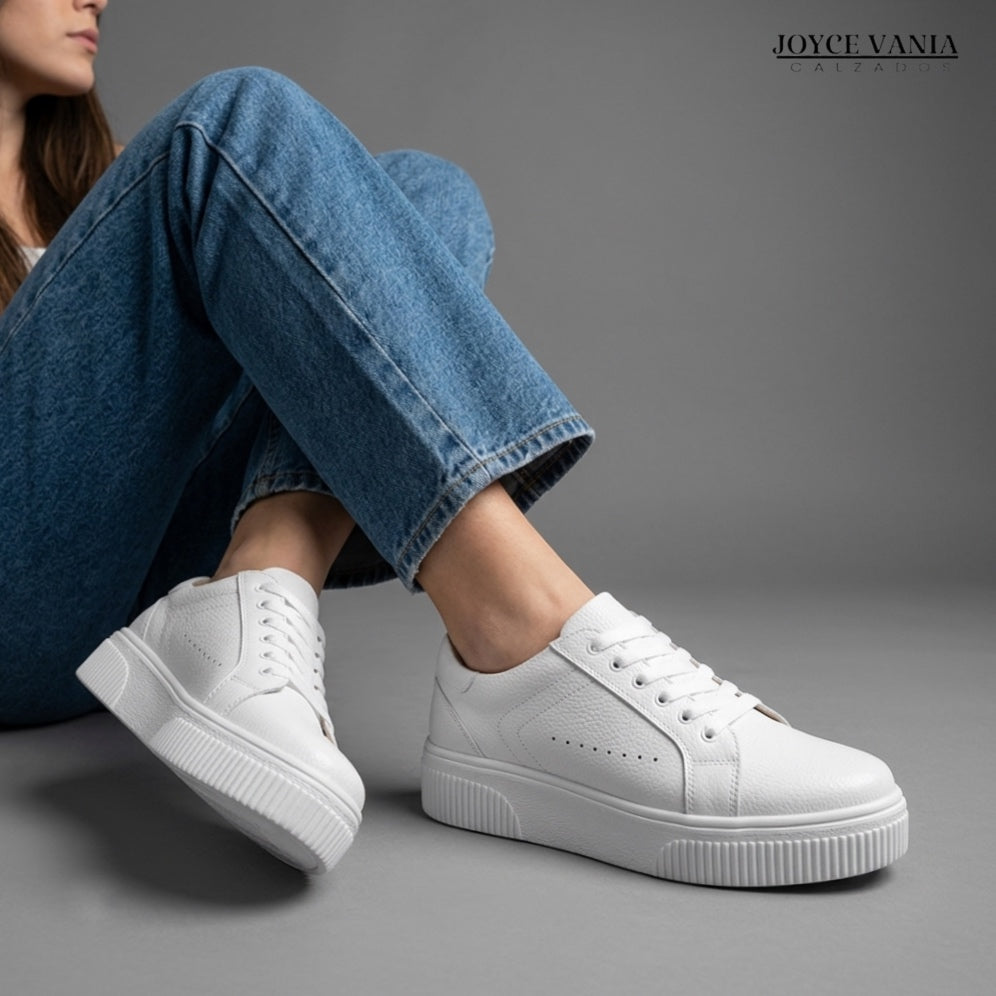 Zapatillas Urbanas de Cuero Mujer Sumiko blanco