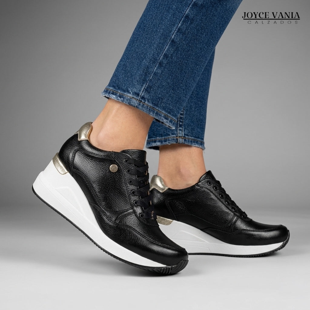 Zapatillas Urbanas de Cuero Mujer Conny negro