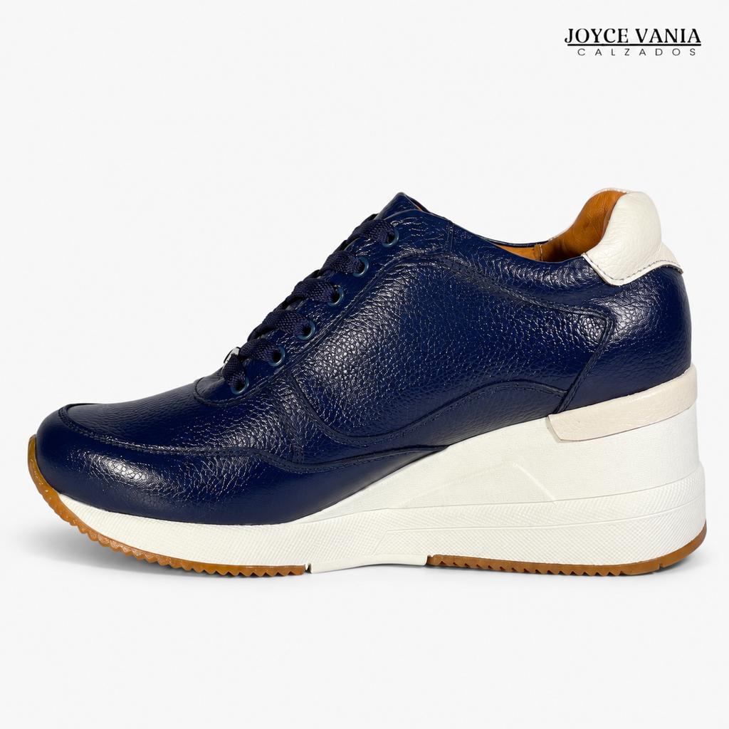 Zapatillas Urbanas de Cuero Mujer Conny azul marino