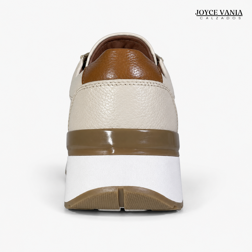 Zapatillas Urbanas de Cuero Mujer Aurora beige