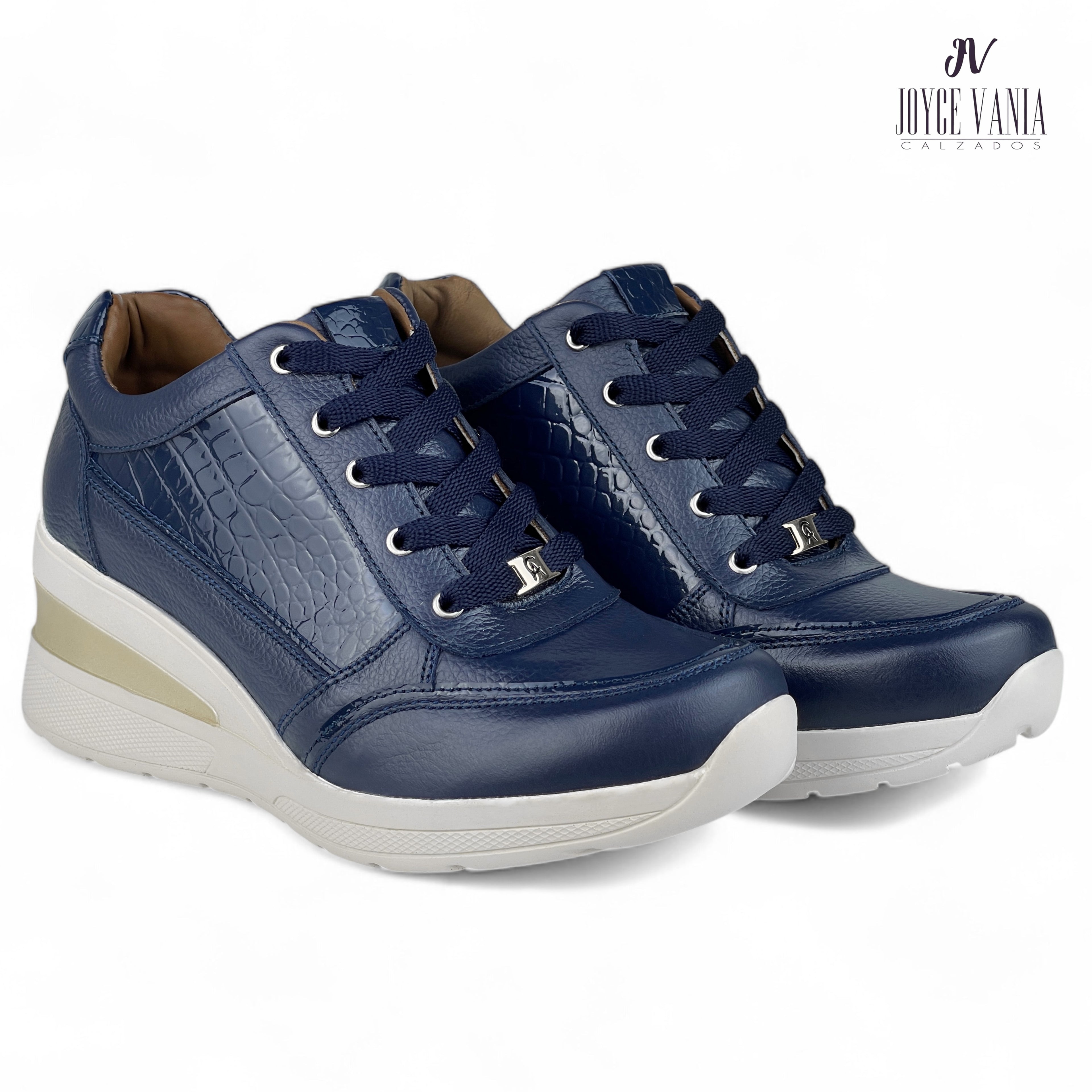 Zapatillas Urbanas Mujer de Cuero Elvia Azul