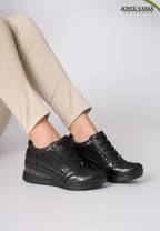 Zapatillas Urbanas Mujer de Cuero Elvia Negro