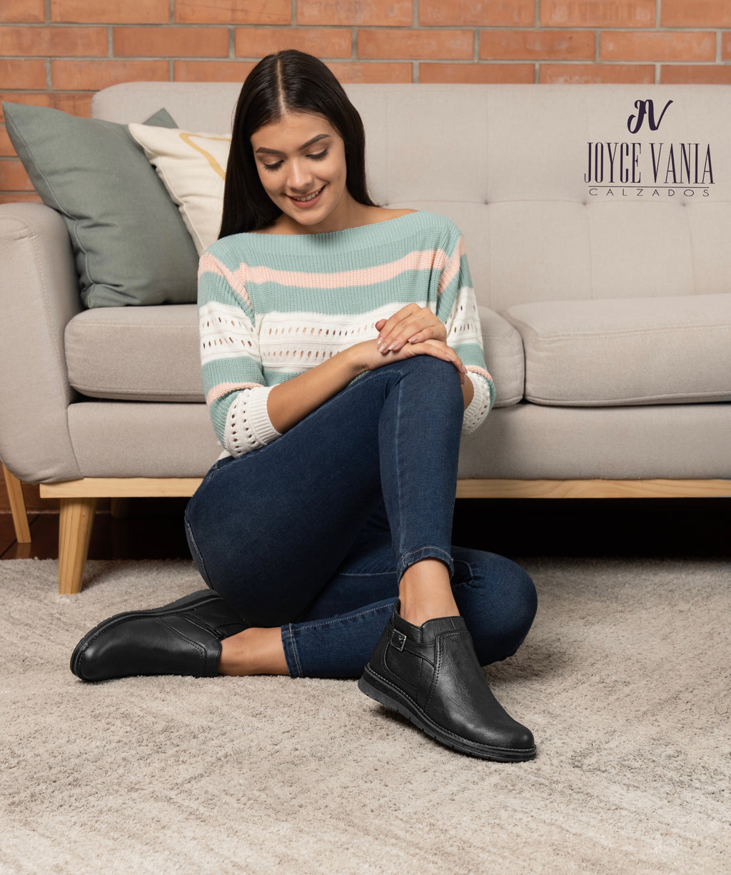 Botines Mujer de Cuero Emilia Negro