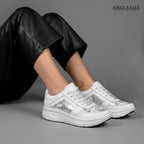 Zapatillas Urbanas de Cuero Mujer Ibeth plata