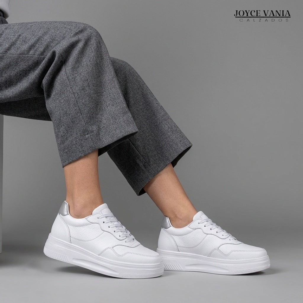 Zapatillas Urbanas de Cuero Mujer Nova blanco