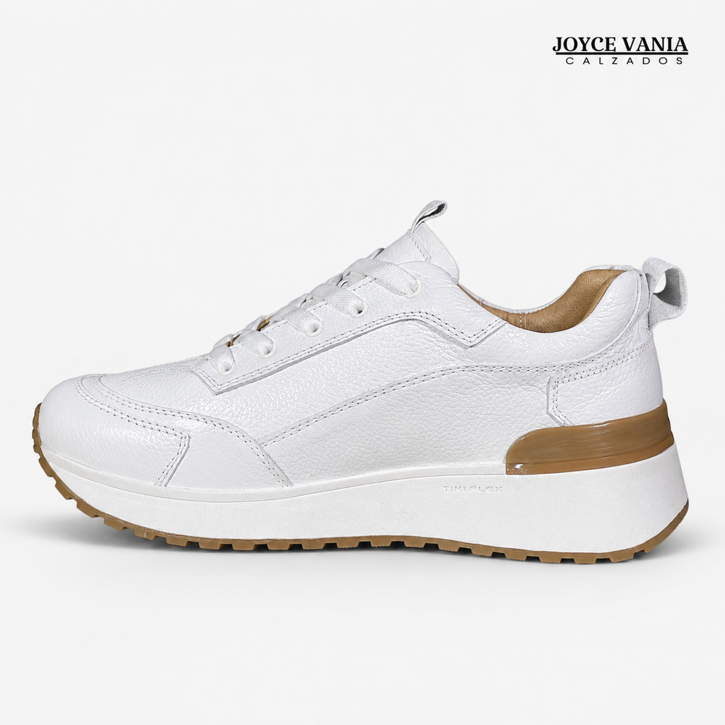 Zapatillas Urbanas Mujer de Cuero Gaia Blanco