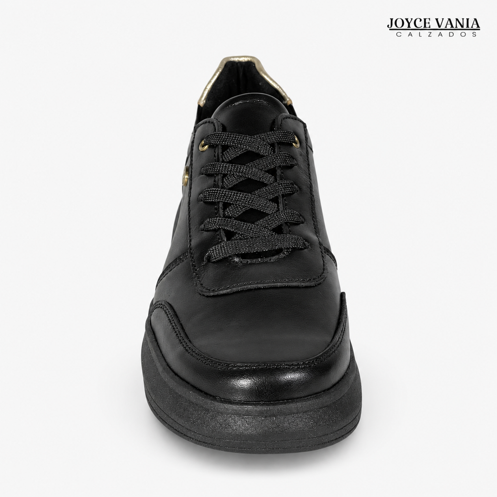 Zapatillas Urbanas de Cuero Mujer Regina negro liso