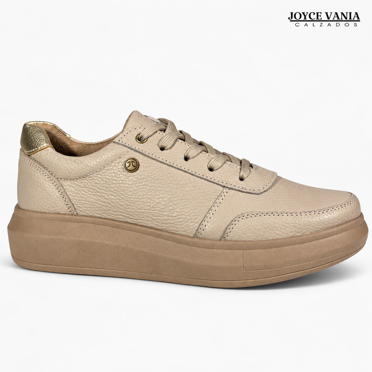 Zapatillas Urbanas Mujer de Cuero Regina Beige