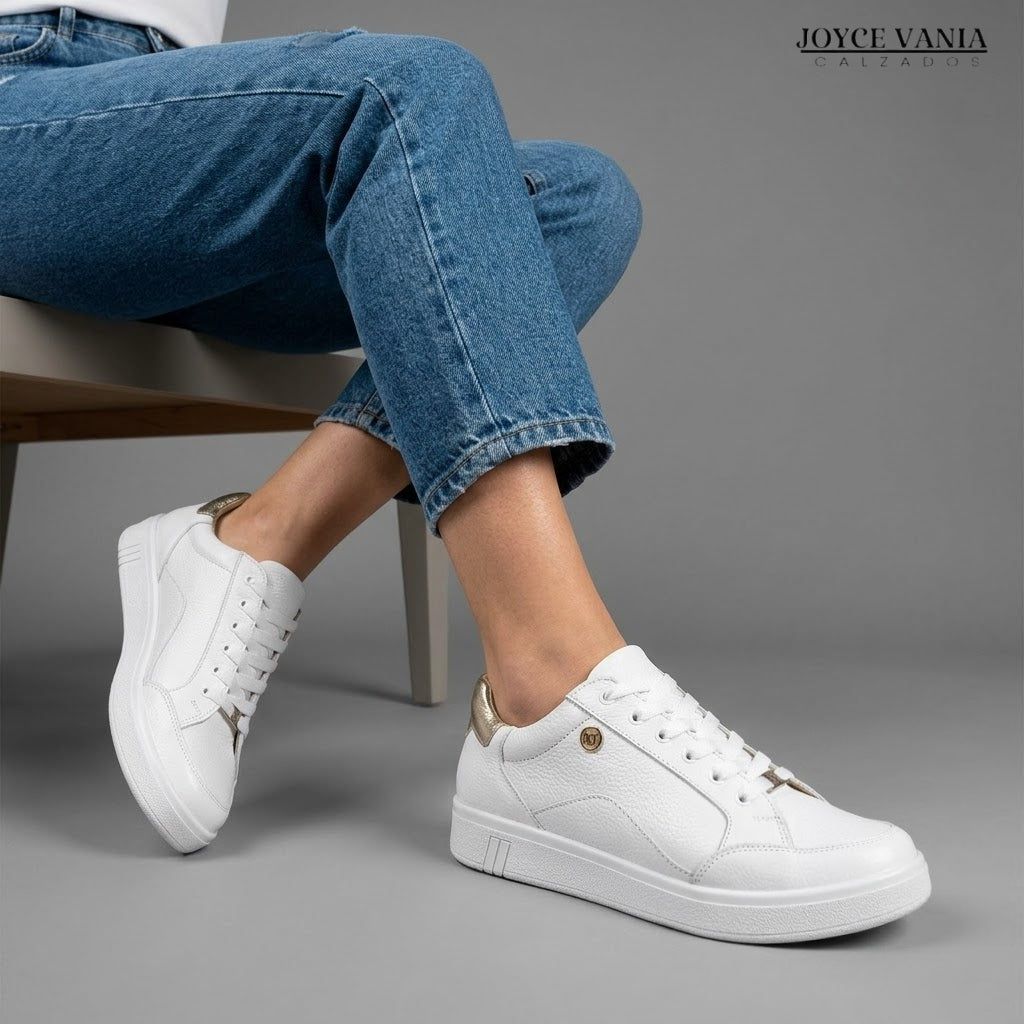 Zapatillas Urbanas de Cuero Mujer Lúmina blanco