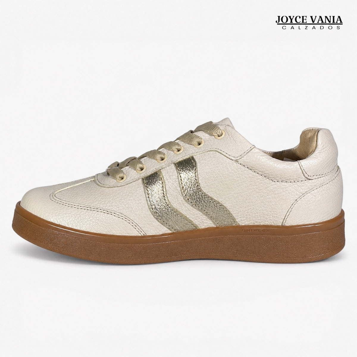 Zapatillas Urbanas De Cuero Mujer Ivonne Hueso