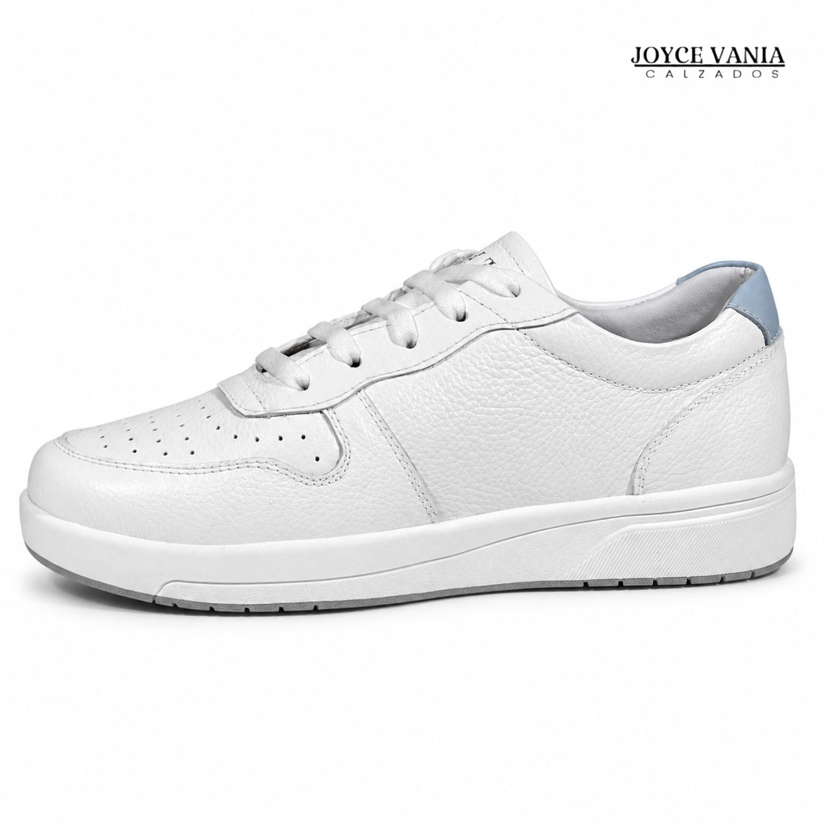 Zapatillas Urbanas Mujer de Cuero Noelia Blanco Celeste