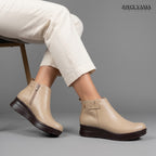 Botín de Cuero para Mujer Fabiana beige