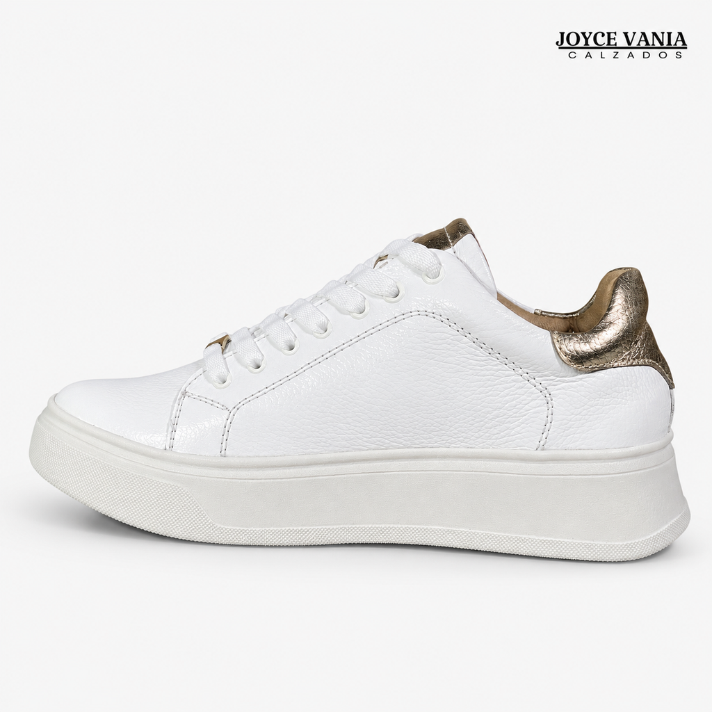 Zapatillas Urbanas Mujer de Cuero Bruna Blanco