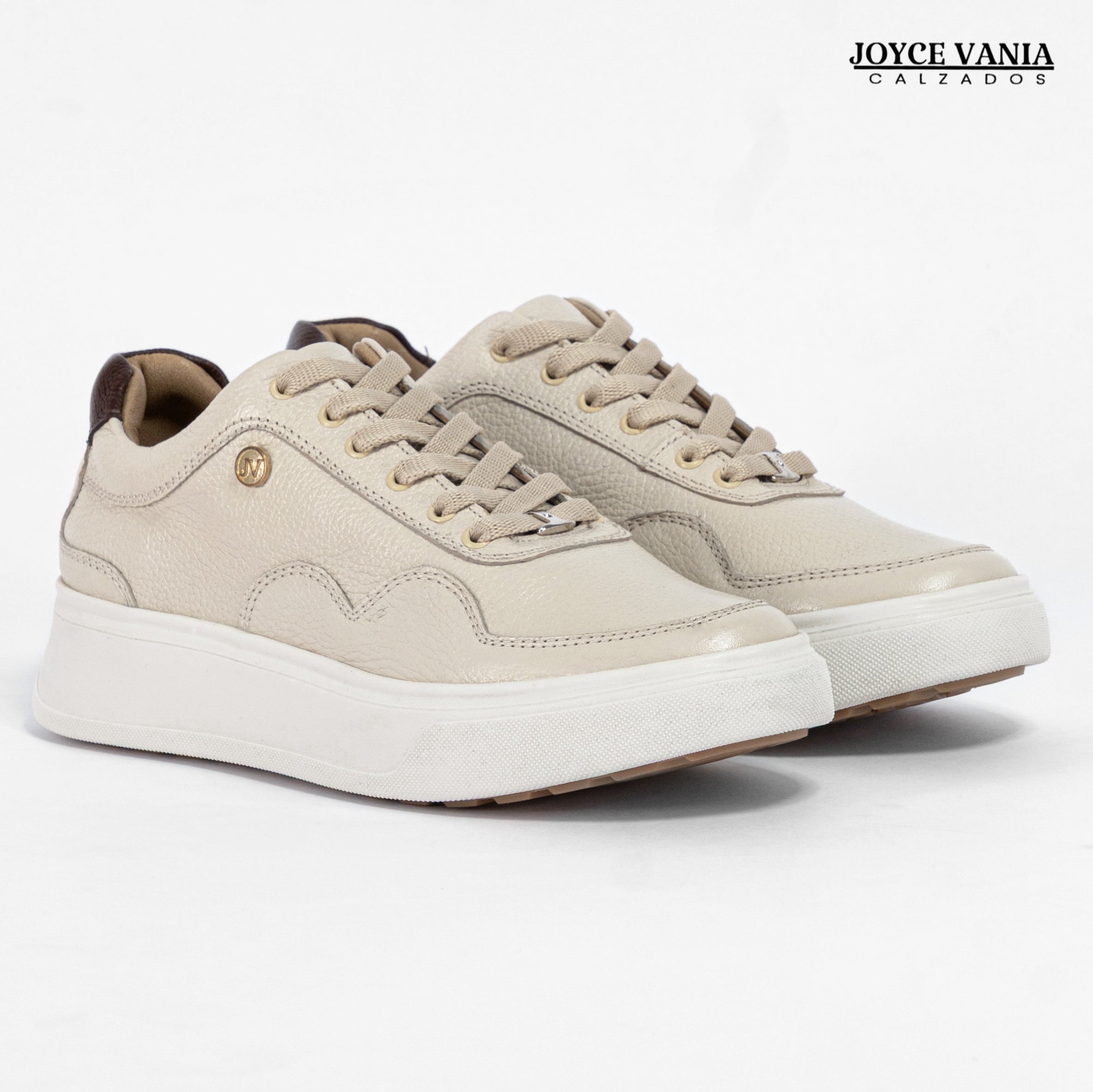 Zapatillas Urbanas Mujer de Cuero Gaela Hueso