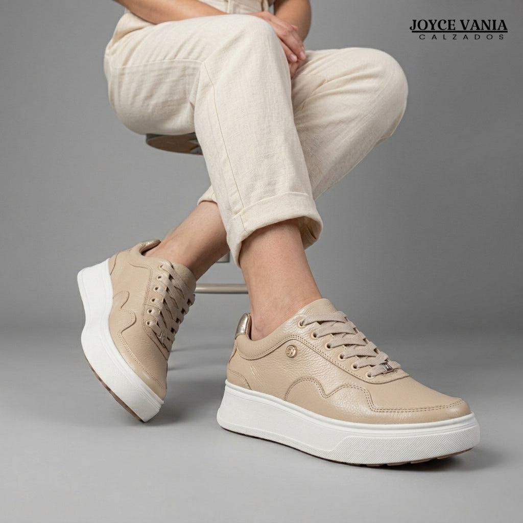 Zapatillas Urbanas Mujer de Cuero Gaela Nude