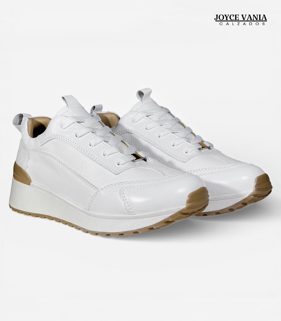 Zapatillas Urbanas Mujer de Cuero Gaia Blanco