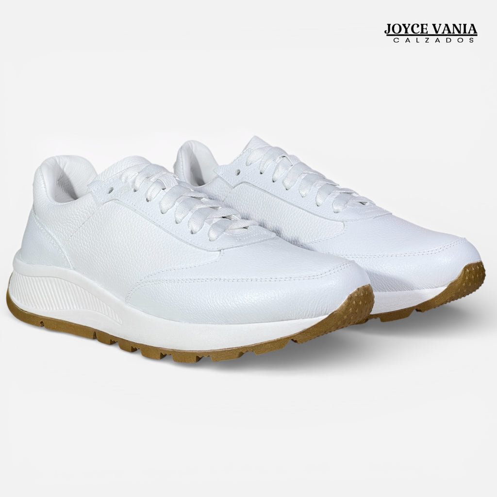 Zapatillas Urbanas Mujer de Cuero Gianina Blanco Dos