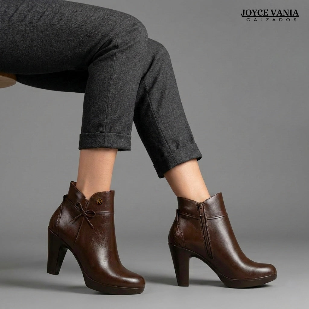Botines Mujer de Cuero Ginebra Marron