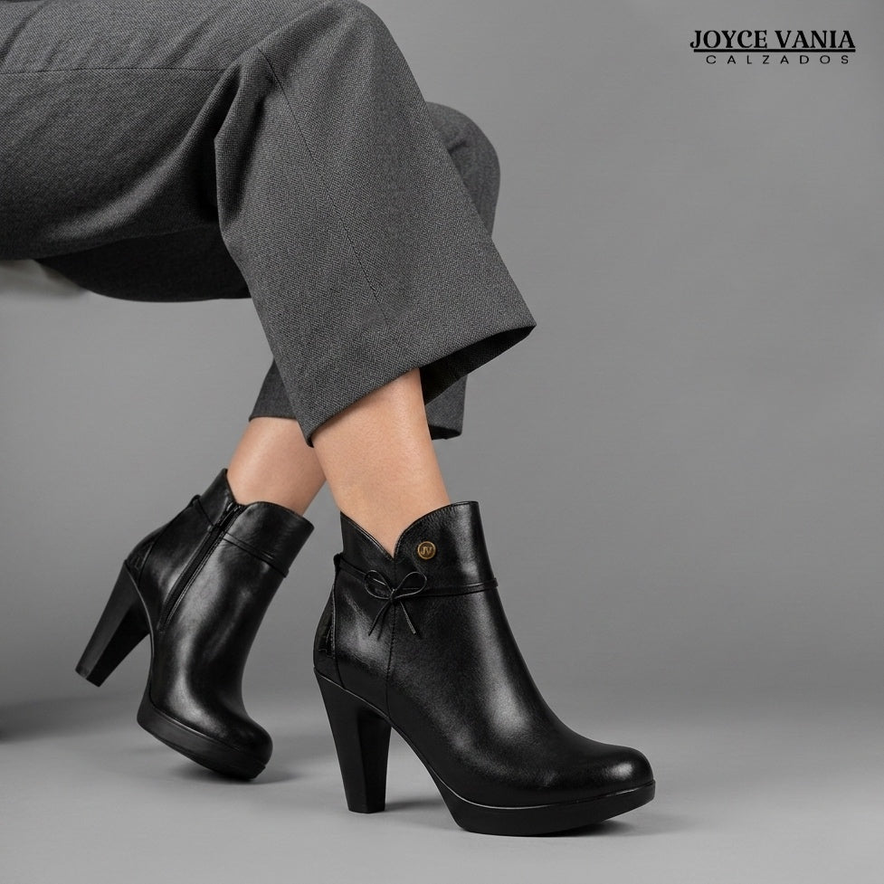 Botines Mujer de Cuero Ginebra Negro