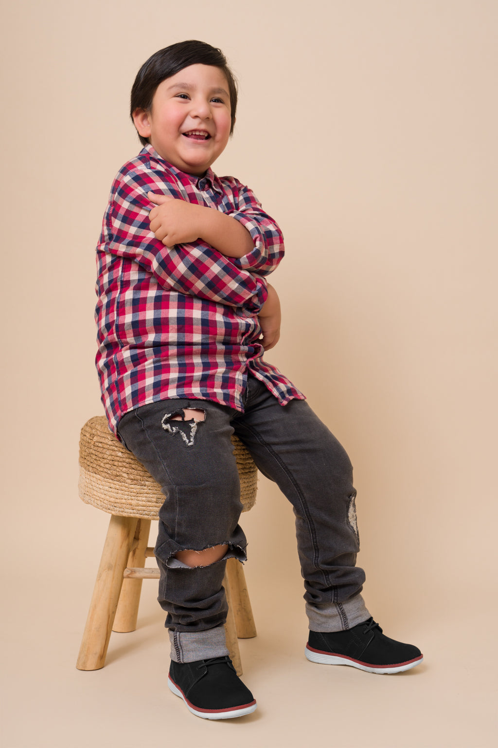 Zapatillas Urbanas de Cuero Niños Huguito Negro
