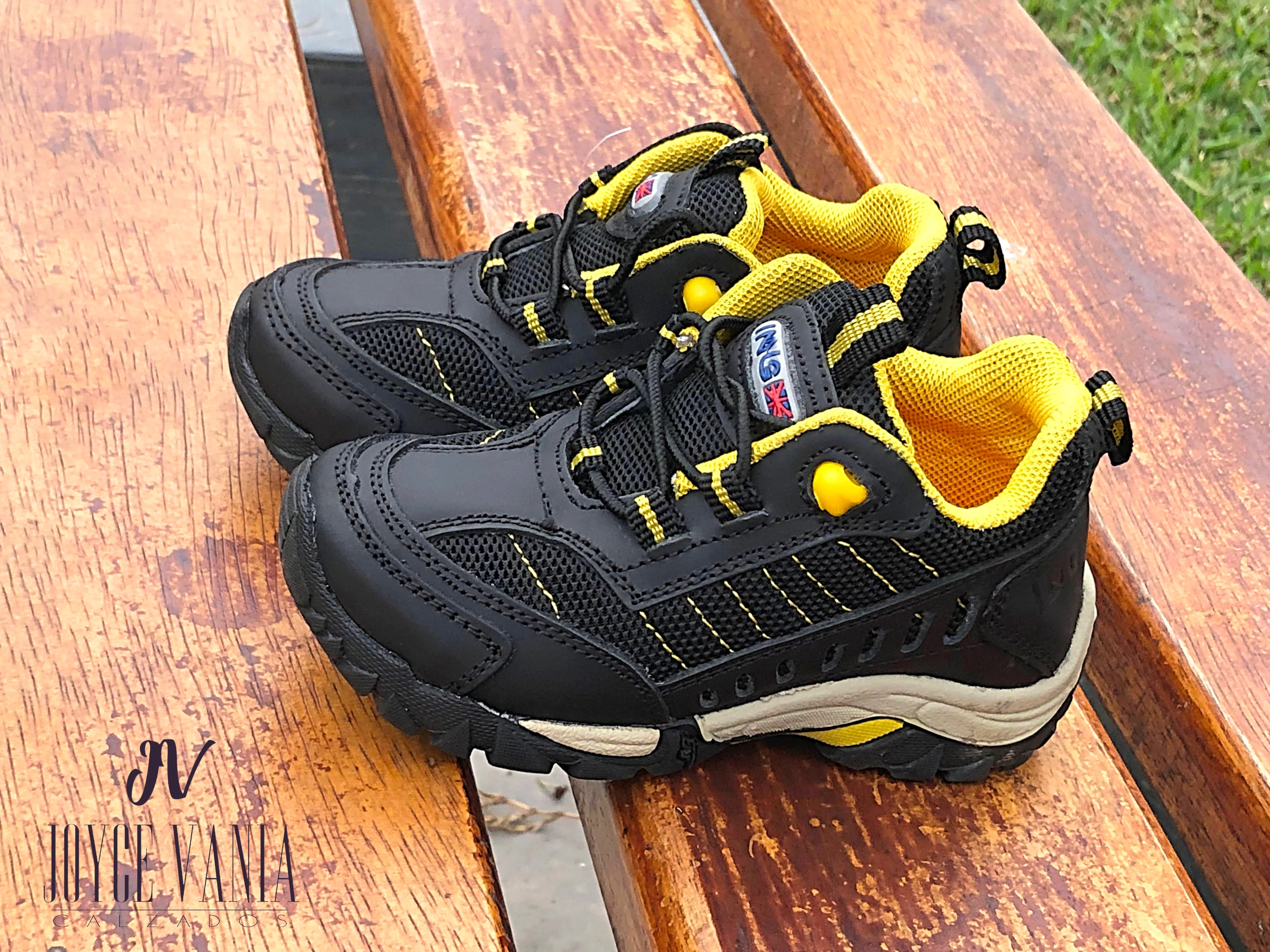 Zapatillas Urbanas de Cuero Niños Fabricio Negro / Amarillo