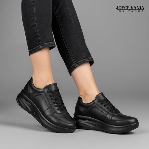 Zapatillas Urbanas Mujer de Cuero Ibeth Negro