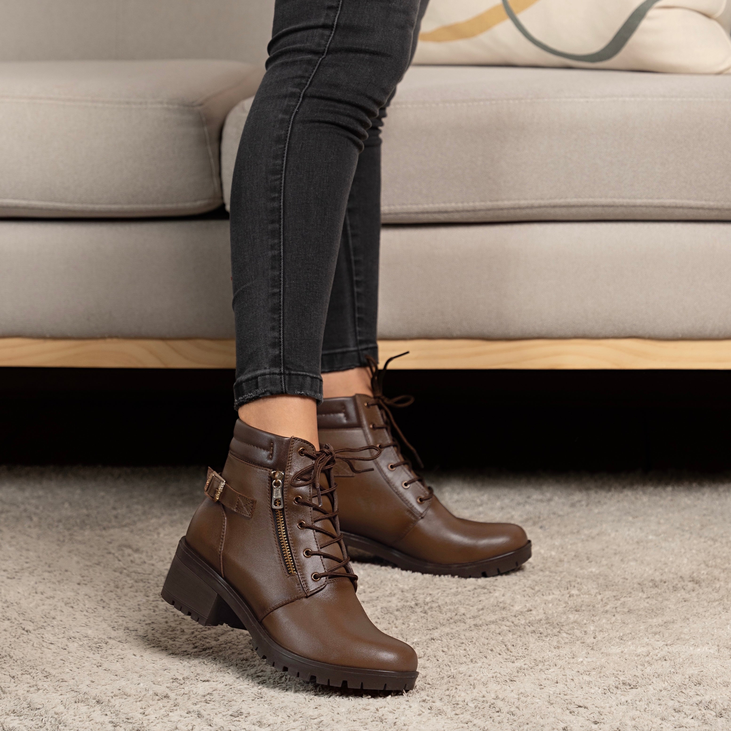Botines Mujer de Cuero Iris Marron