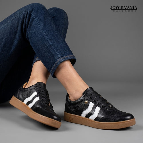 Zapatillas Urbanas de Cuero Mujer Ivonne Negro