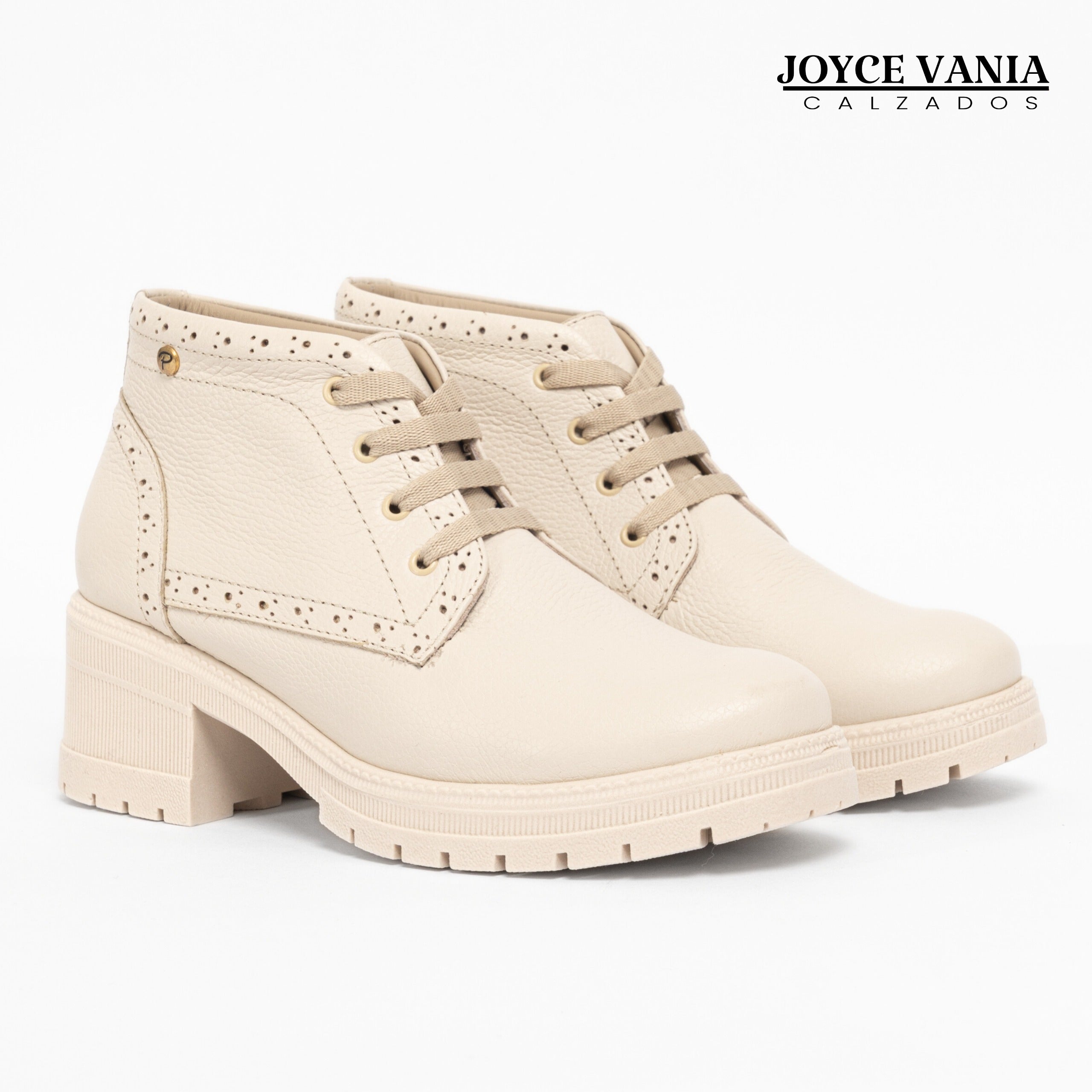 Botines Mujer de Cuero Letizia Beige