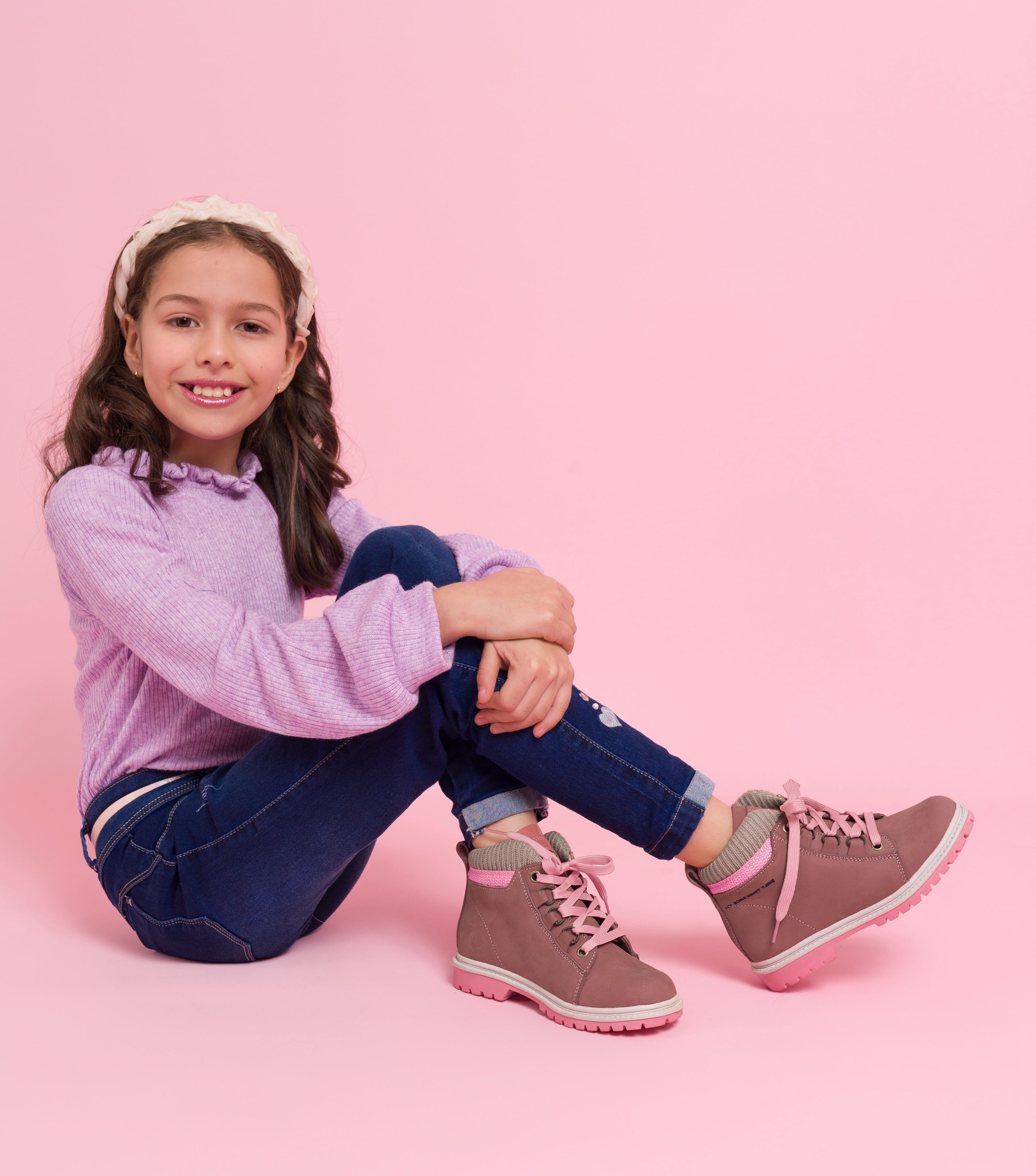 Botines de Cuero Niñas Lourdes Rosado