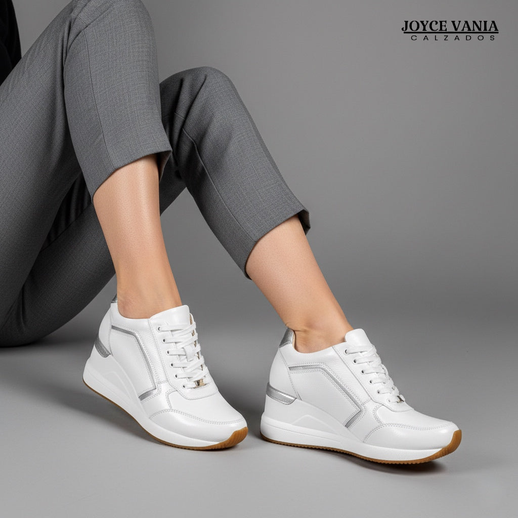 Zapatillas Urbanas Mujer de Cuero Lyra Blanco