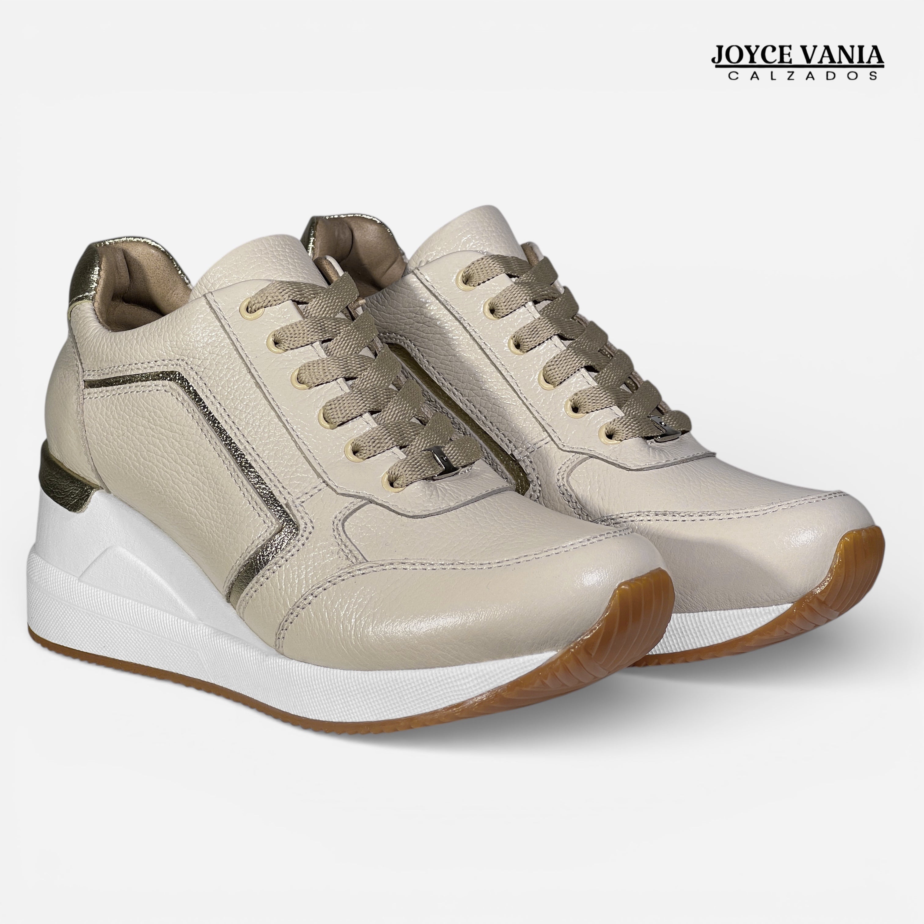 Zapatillas Urbanas Mujer de Cuero Lyra Hueso