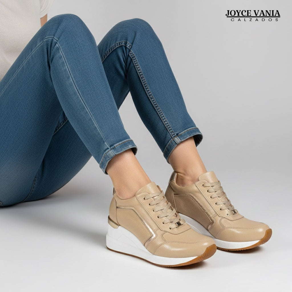 Zapatillas Urbanas Mujer de Cuero Lyra Nude